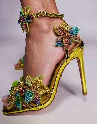 Azalea Wang Neriya High Heeled Sandals With Embellished Flowers