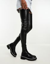 Steve Madden Stompyard stretch over the knee boots in black | ASOS