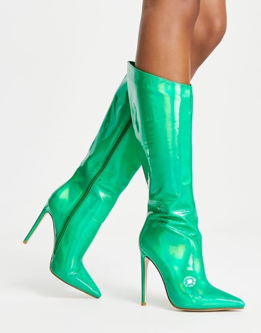 Metallic store green boots