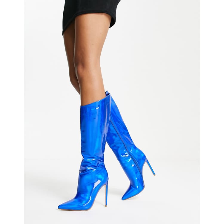 Womens blue shop knee high boots