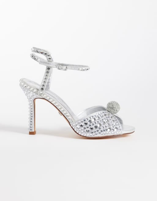 Azalea Wang - Odilie - Sandali con tacco color argento decorati