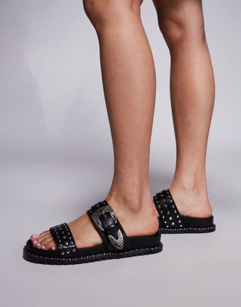 Azalea Wang - Pallas - Sandales cloutées avec boucle - Noir - view 1