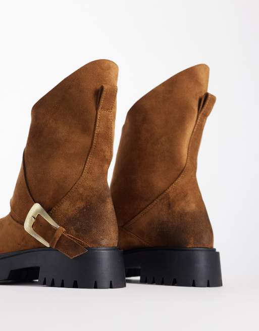 Azalea Wang Phrixus mid ankle boots with gold buckle in brown , 4 of 4