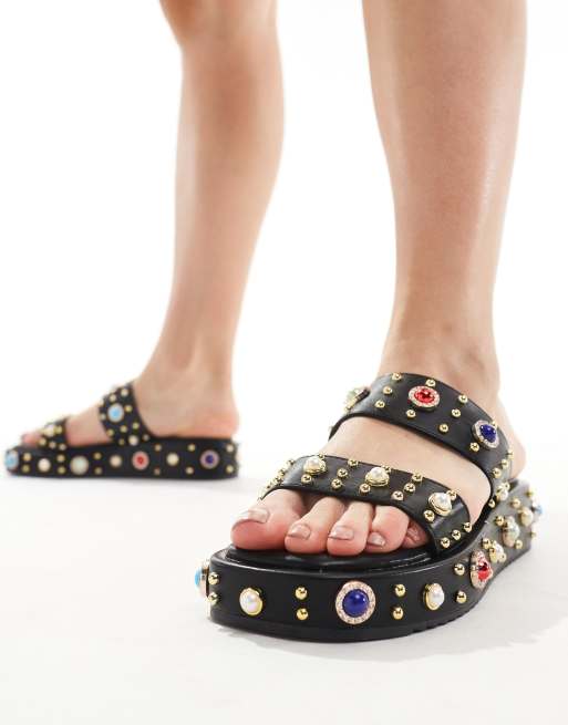 Azalea Wang – Rajah – Sandalen in Schwarz mit Schmucksteinverzierung, 2 von 4
