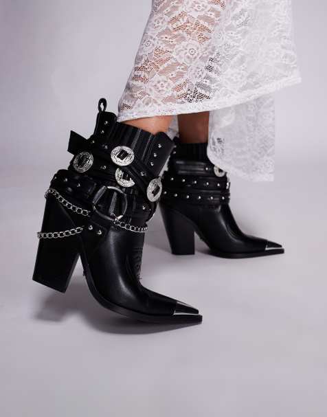 Azalea Wang - Riggins - Bottines style western avec boucles et semelle chunky - Noir - view 1