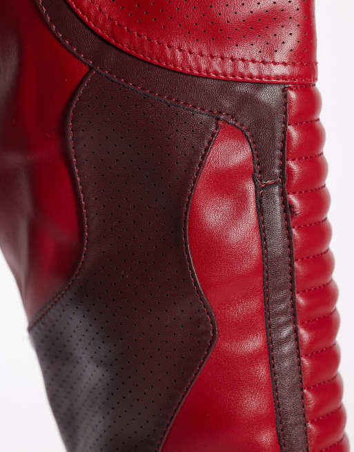 Azalea Wang Rodrigo high heel knee boot in red, 4 of 4