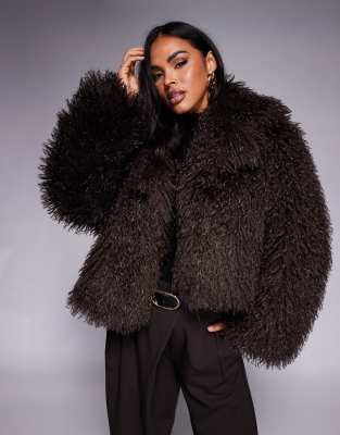 Azalea Wang - Ruperta - Manteau court en fausse fourrure - Marron