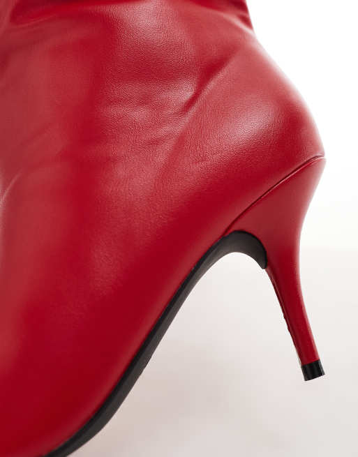 Azalea Wang - Seira - Over-de-knie-laarzen met rimpeleffect in rood, 3 van 4