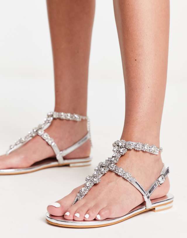 Azalea Wang Serena embellished strappy sandals in silver