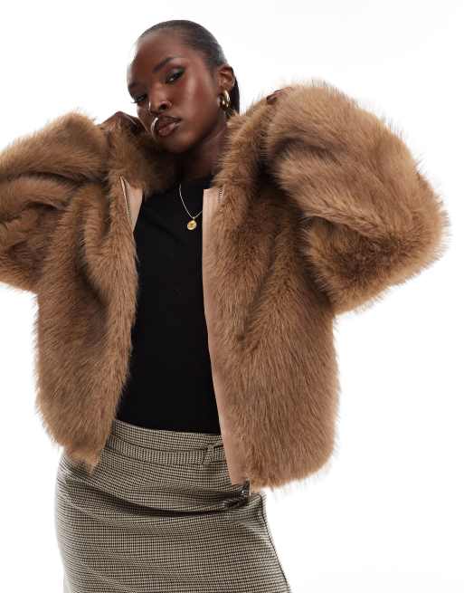 Tan fur coat on sale