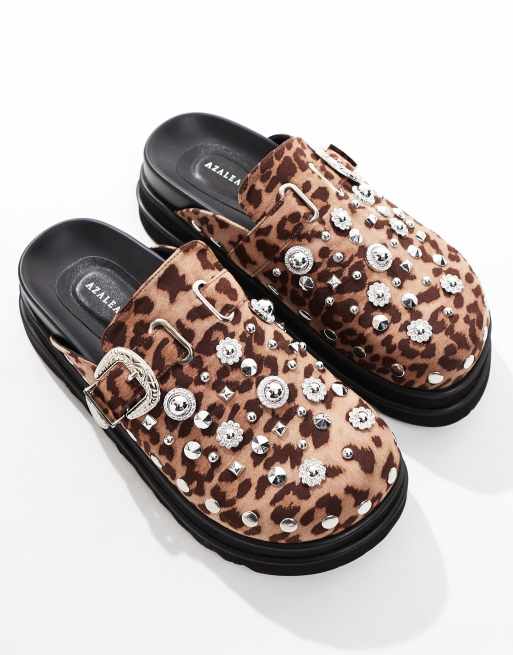Azalea Wang – Swiftly – Flache Schuhe mit Leopardenmuster und Metalldetails im Western-Stil, 2 von 4