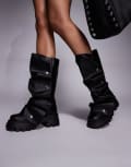 [AZALEA WANG] Azalea Wang Sybel fold over knee studded boots in black 40 BLACK