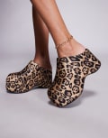 [AZALEA WANG] Azalea Wang Teatree platform heeled mules in leopard print-Multi 39 LEOPARD