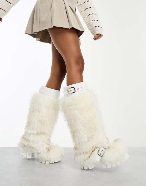 Knee high fuzzy clearance boots