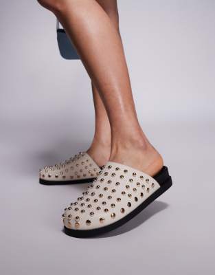Azalea Wang - Traverse - Mules in Beige mit Nieten besetzt-Neutral