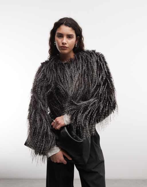 Azalea Wang Vetra faux fur jacket in eggplant, 4 of 4