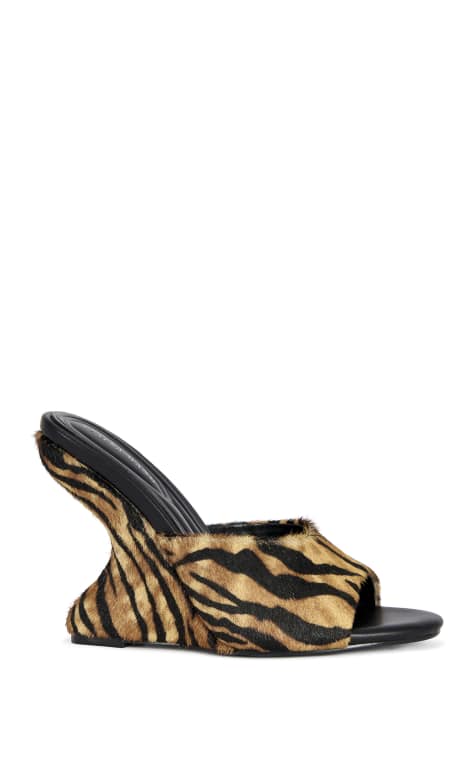 Azalea Wang Wasa Curve kilklackade mulesandaler med tigerprint - view 1