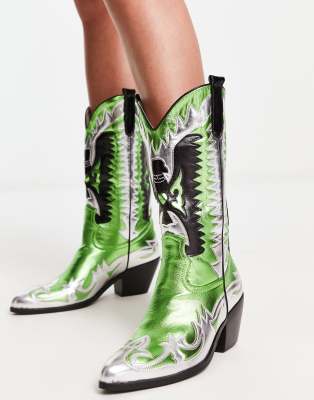 Azalea Wang Way Out West Chunky Cowboy Boot In White