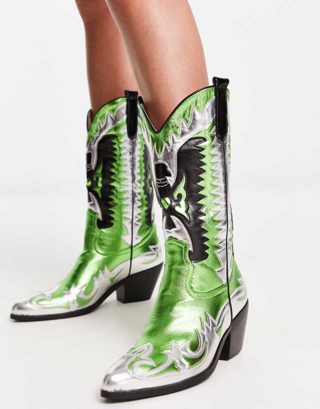 Azalea Wang Way western boot in green multi