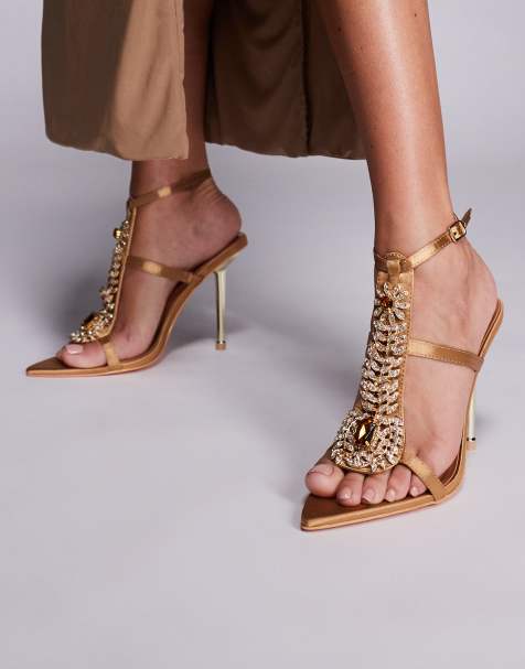 Azalea Wang - Wyatt - Sandalen met hoge hak en versiering in bruin - view 1