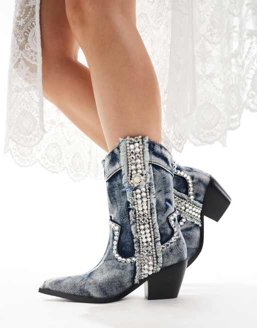 Azalea wang rhinestone western shops boots New Bling