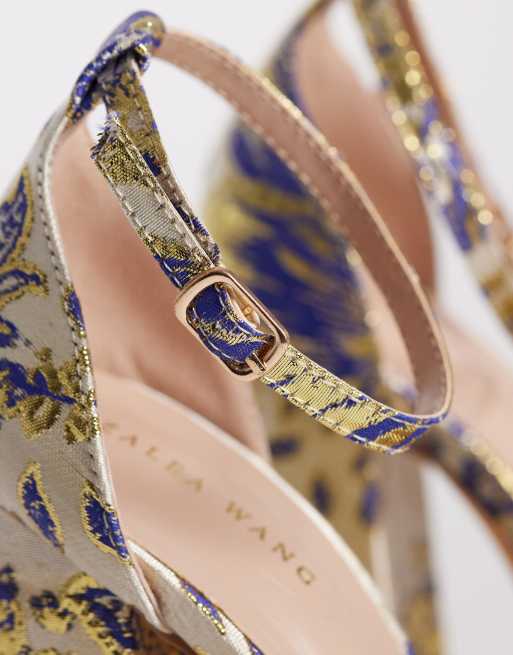 Azalea Wang Zipphora platform heeled shoes in gold, 3 of 4