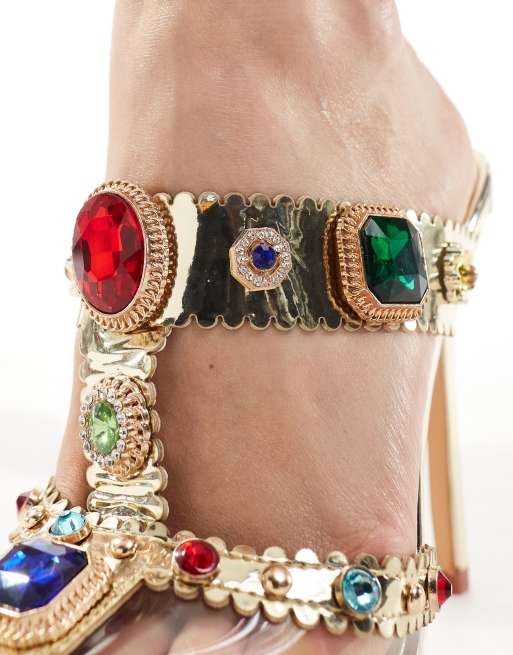 Azalea Wang - Zya - Mules à talon et ornées de bijoux - Doré, 2 de 4