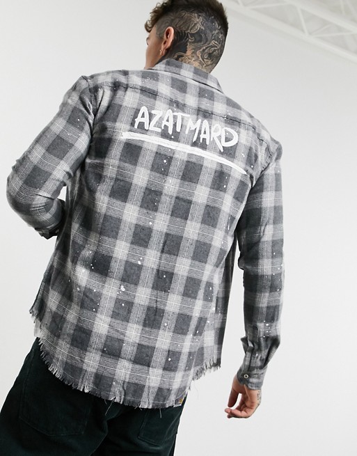 Azat Mard check shirt in grey