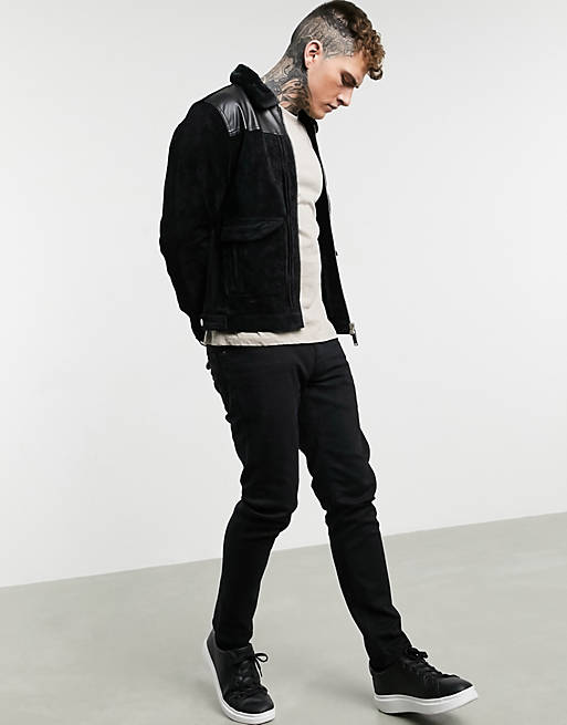 Azat Mard faux leather trucket jacket in black | ASOS
