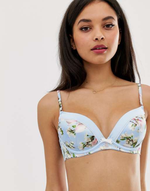 B By Ted Baker - Harmony - Soutien-gorge pigeonnant à imprimé fleuri - Bleu, 4 de 4