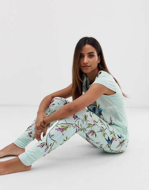 B By Ted Baker Highgrove bird print jersey pyjama set in mint ASOS