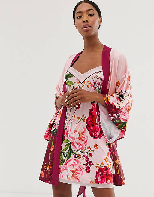 B by Ted Baker Serenity satin kimono in pink | ASOS