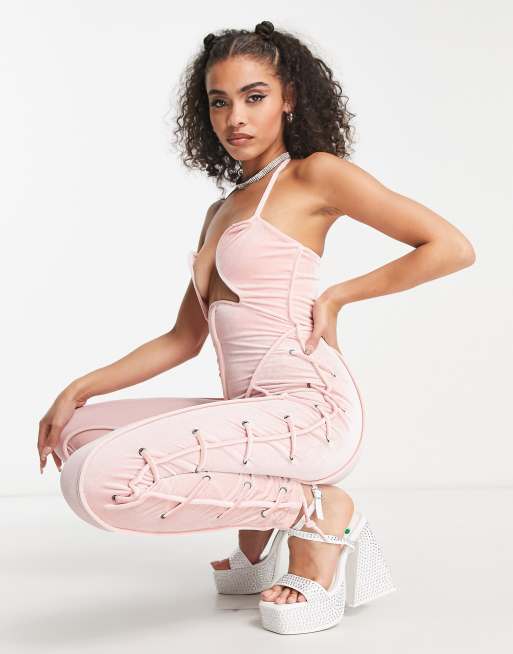 Pink cut out store jumpsuit