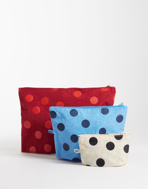 Baggu 3 pack Go Pouch in multi polkadot print - view 1