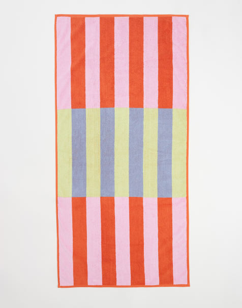 Baggu bath towel in tonal pool stripe - view 1