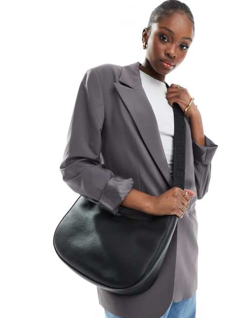 Baggu - Borsa a mezzaluna media in pelle nera 