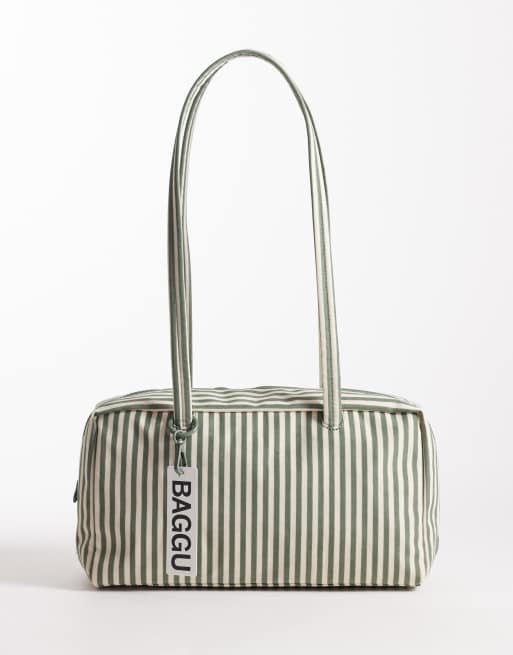 Baggu - Borsa bowling in nylon color salvia a righe