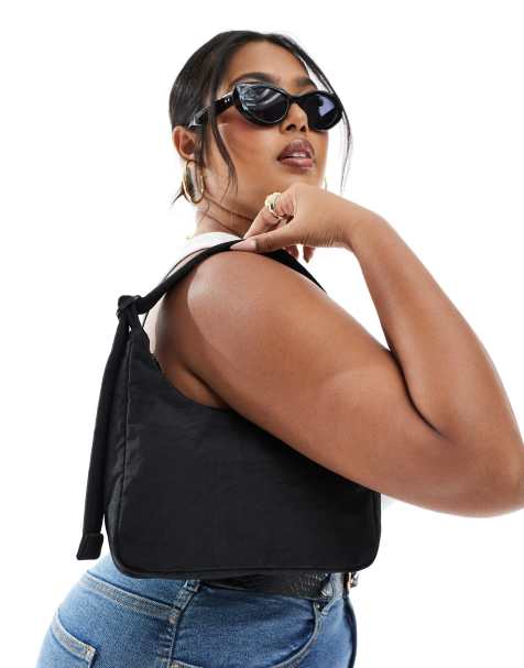 Baggu - Borsa da spalla piccola in nylon nero - view 1