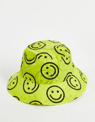 Baggu festival bucket hat in happy print in yellow - YELLOW