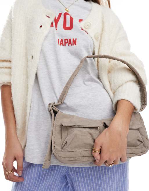 Baggu cargo nylon shoulder bag in dove grey ASOS