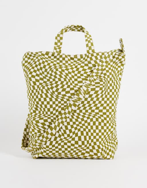 Checkered Tote with Pouch