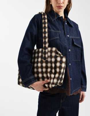 Baggu Baggu everyday cloud bag in blurred gingham brown-Multi