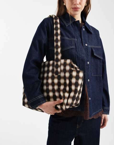 Baggu everyday cloud bag in blurred gingham brown - view 1