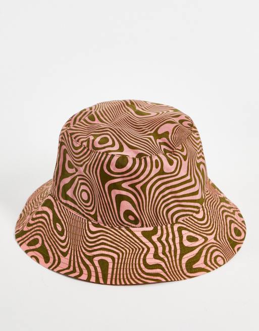 Baggu festival bucket hat in trippy swirl in salmon