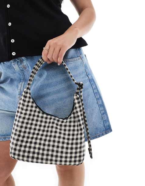 Baggu gingham mini nylon shoulder bag in black - view 1