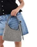 [Baggu] Baggu gingham mini nylon shoulder bag in black No Size BLACK