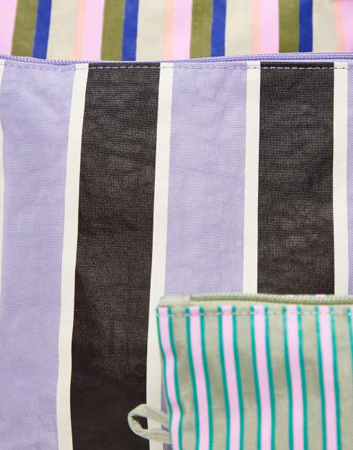 Baggu - Go - Lot de 3 pochettes à rayures, 2 de 3