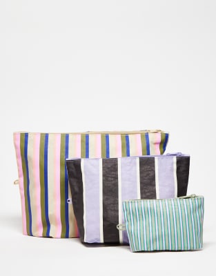 Baggu Baggu go pouch 3 pack set in candyshop stripes-Multi