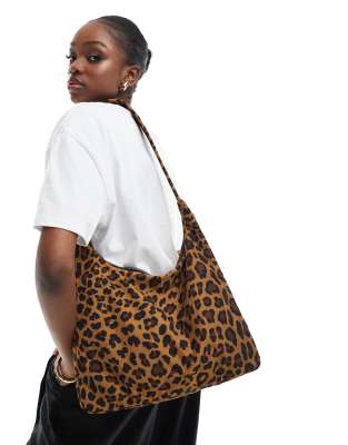 Baggu - Große Nylon-Schultertasche mit Leopardenmuster-Bunt