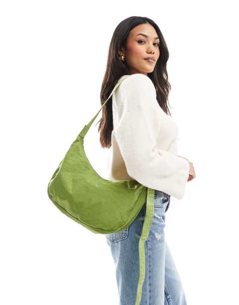 Baggu – Grön, mellanstor, halvmåneformad väska i nylon - view 1